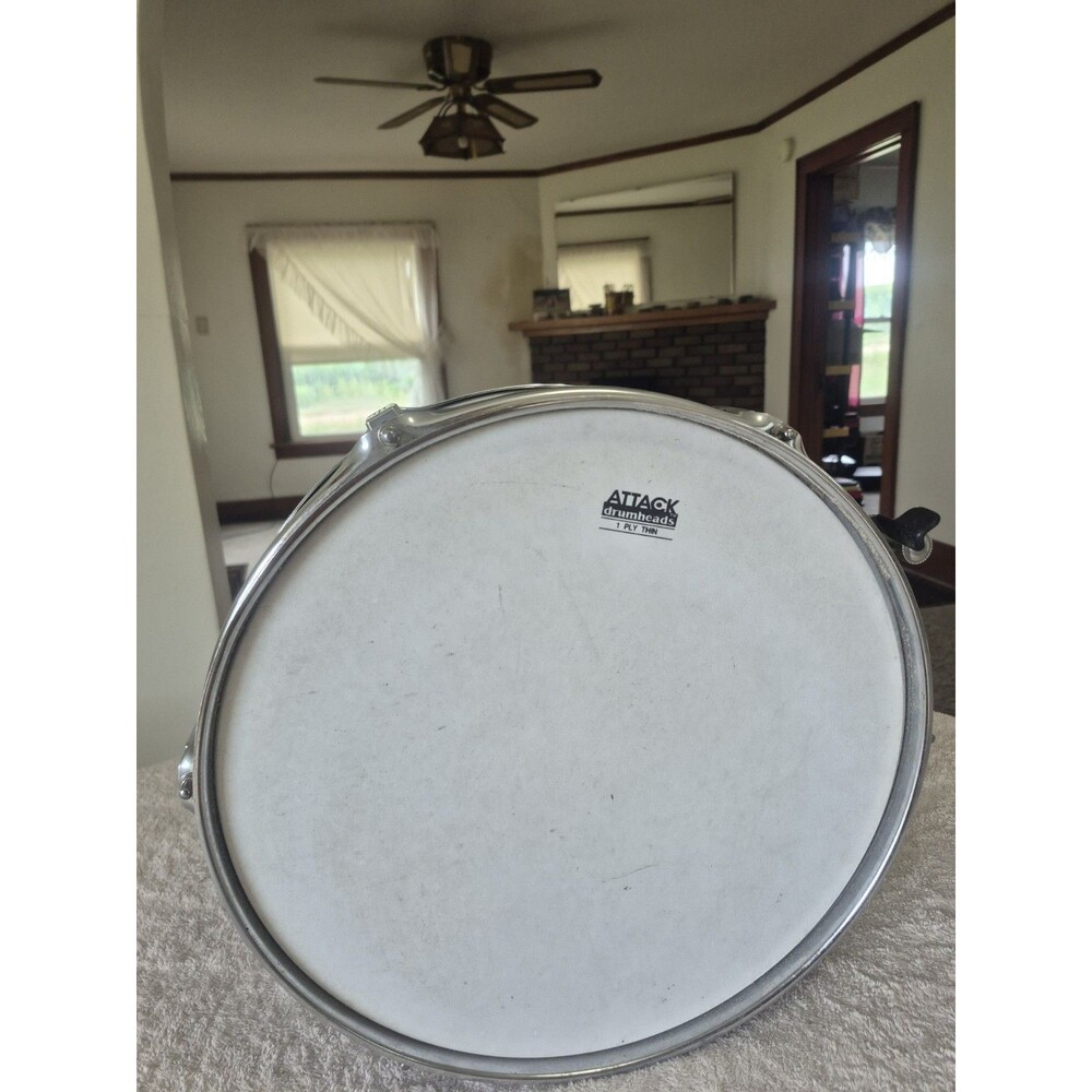 Vintage 1970s Made in Japan MIJ Chrome Metal Snare Drum 14 Inch Stencil Drum